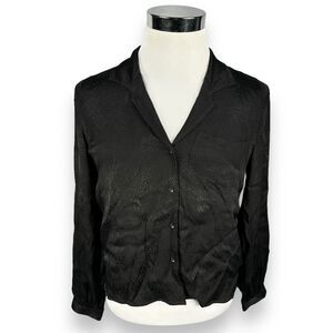 Anine Bing Blouse Top Women’s Small Snake Black‎ Viscose Button Shirt $229 New